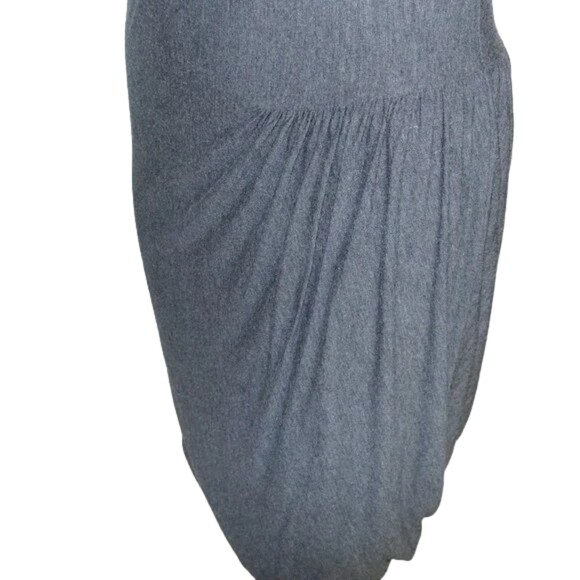REBECCA TAYLOR Dress, L, Slub Jersey, Gathered, Long sleeve, Charcoal Gray - Picture 4 of 13